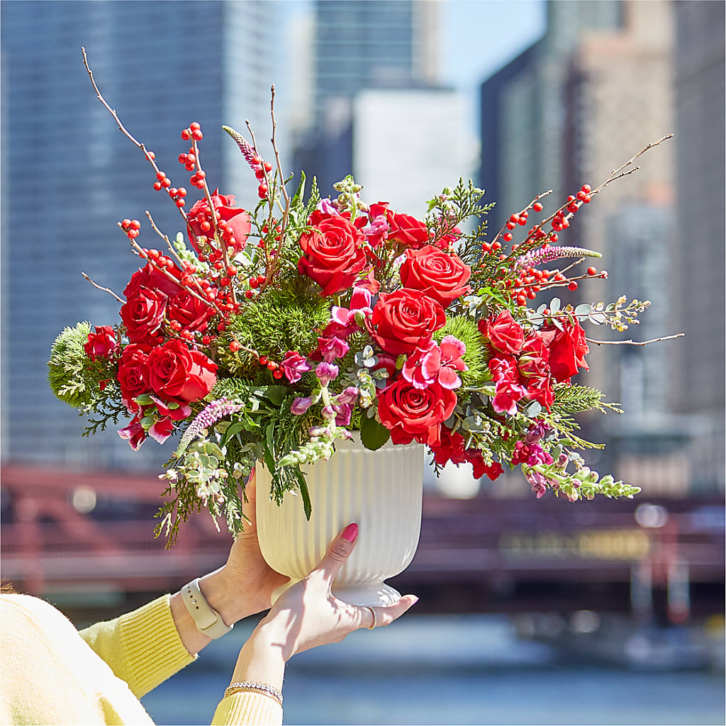 Big Red Bow Bouquet – Ko Caffee Llc Dba Verde Galerie, Stamford CT