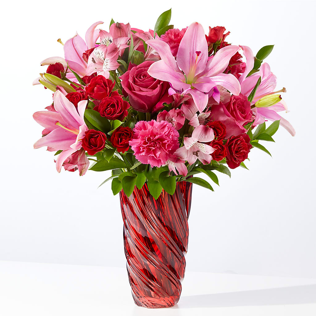 In Love Bouquet with Luxe Swirl Vase – Ko Caffee Llc Dba Verde Galerie, Stamford CT