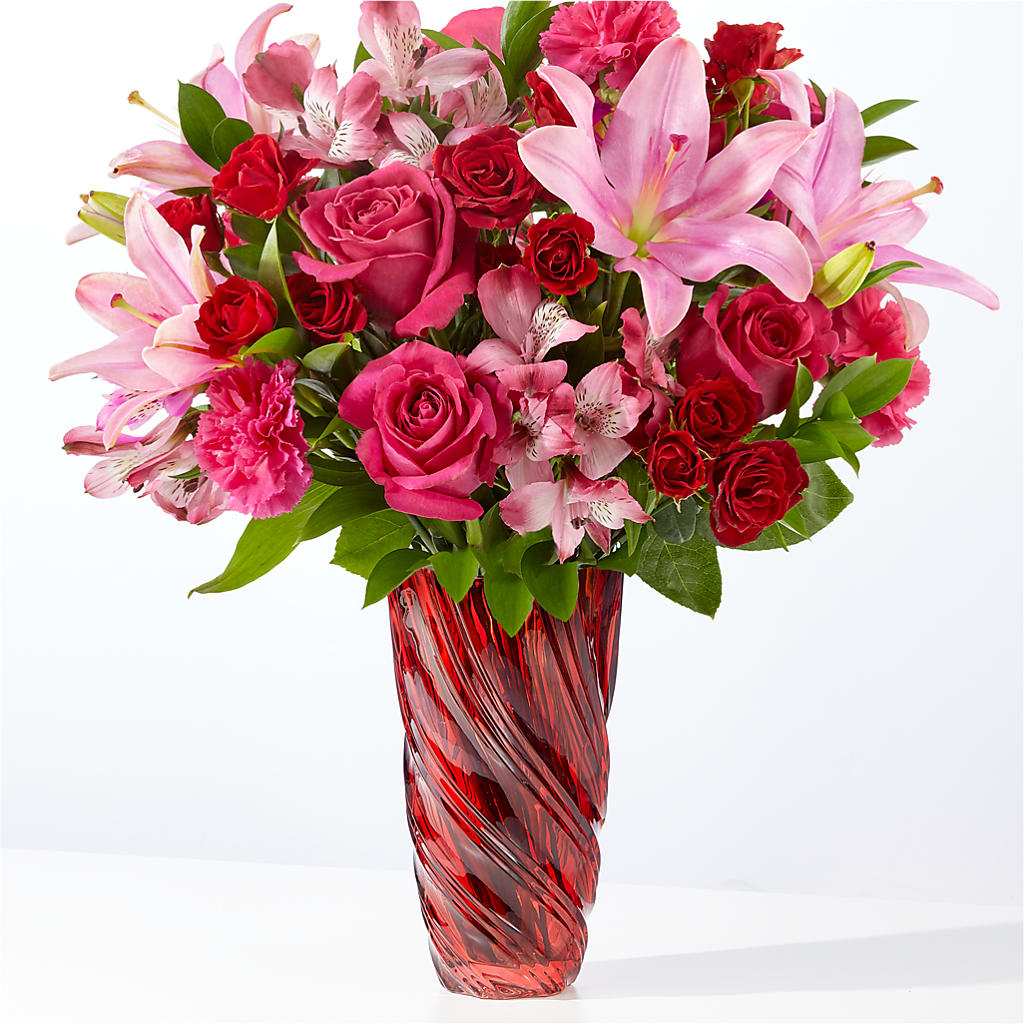In Love Bouquet with Luxe Swirl Vase – Ko Caffee Llc Dba Verde Galerie, Stamford CT