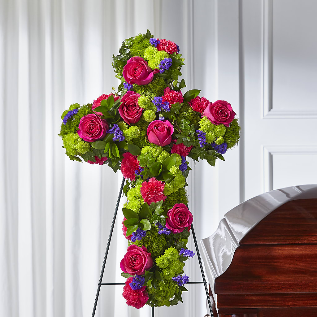 Tribute Rose Floral Cross – Ko Caffee Llc Dba Verde Galerie, Stamford CT