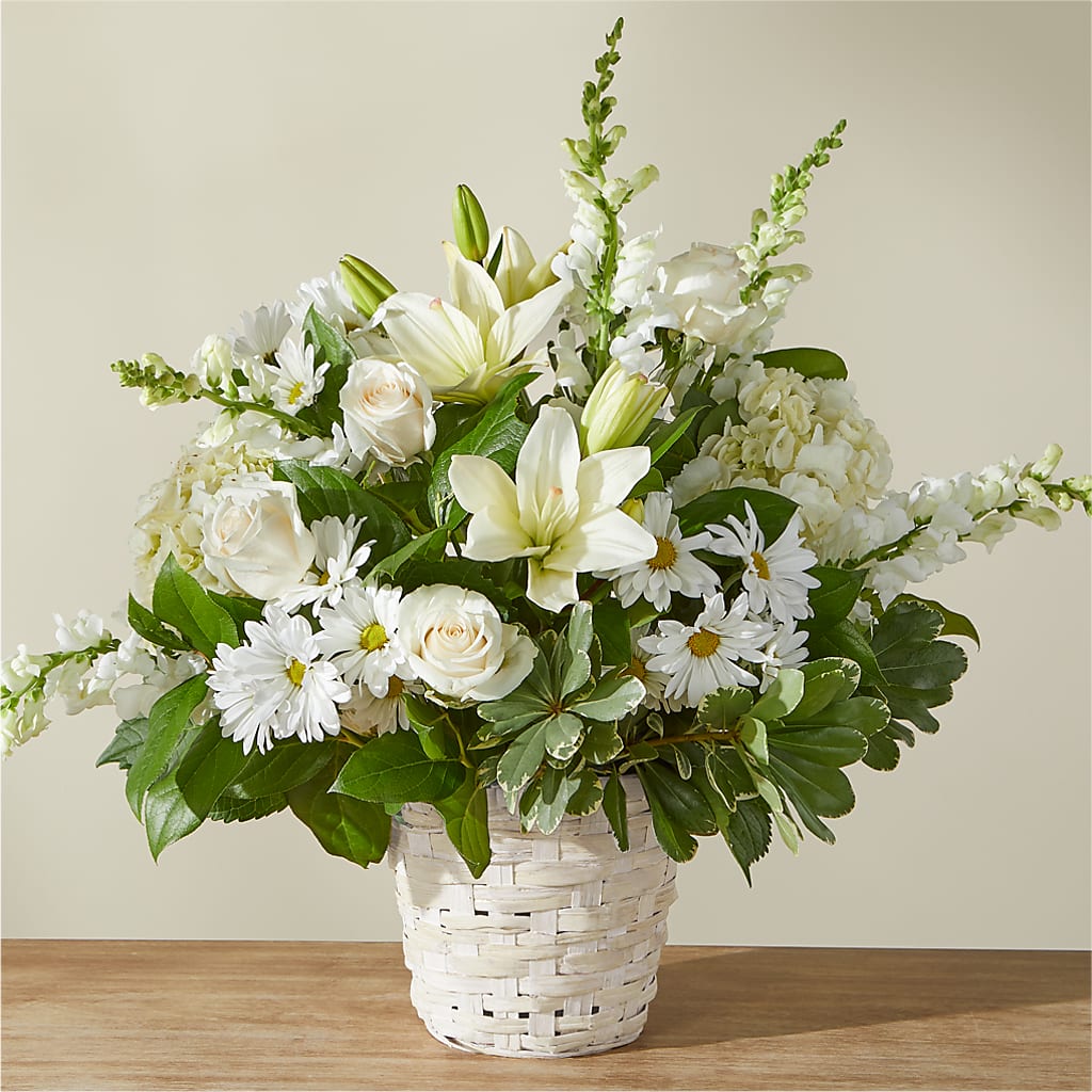 Ivory Elegance Floral Basket – Ko Caffee Llc Dba Verde Galerie, Stamford CT