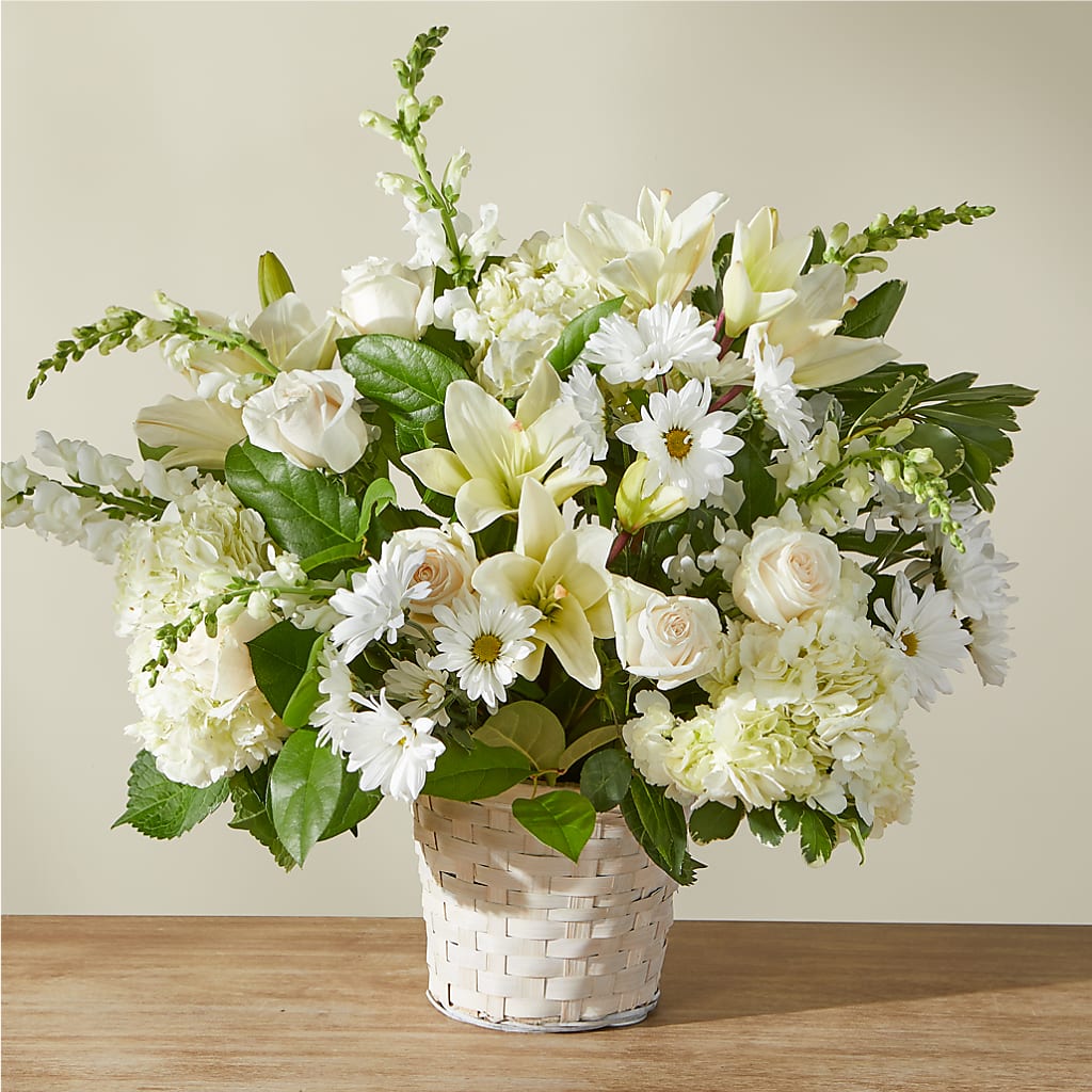 Ivory Elegance Floral Basket – Ko Caffee Llc Dba Verde Galerie, Stamford CT
