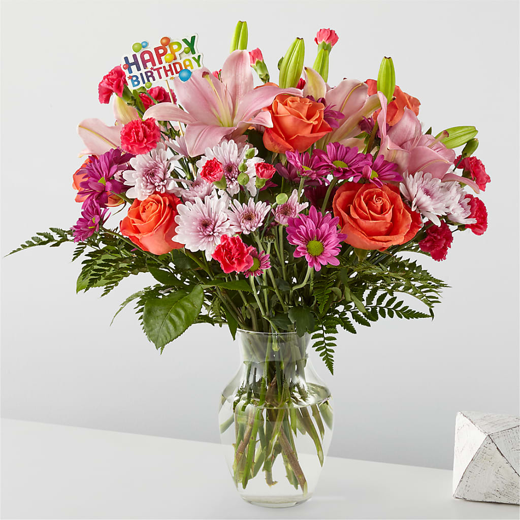 Light of My Life Bouquet & Happy Birthday Topper – Ko Caffee Llc Dba Verde Galerie, Stamford CT