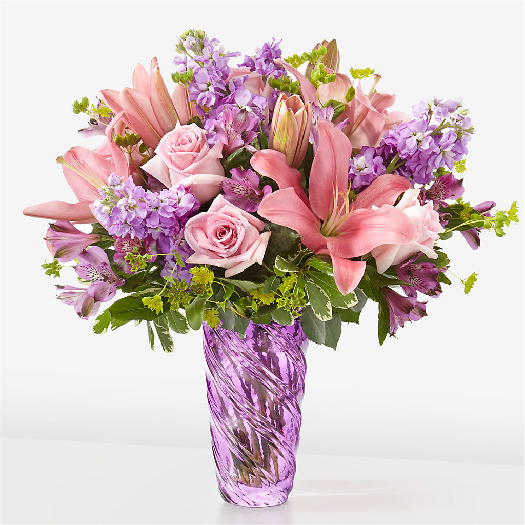 Precious Petals Bouquet with Luxe Swirl Vase – Ko Caffee Llc Dba Verde Galerie, Stamford CT