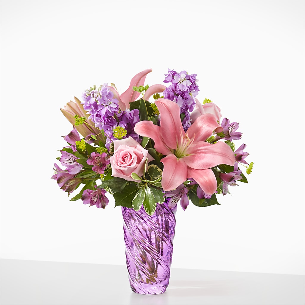 Precious Petals Bouquet with Luxe Swirl Vase – Ko Caffee Llc Dba Verde Galerie, Stamford CT