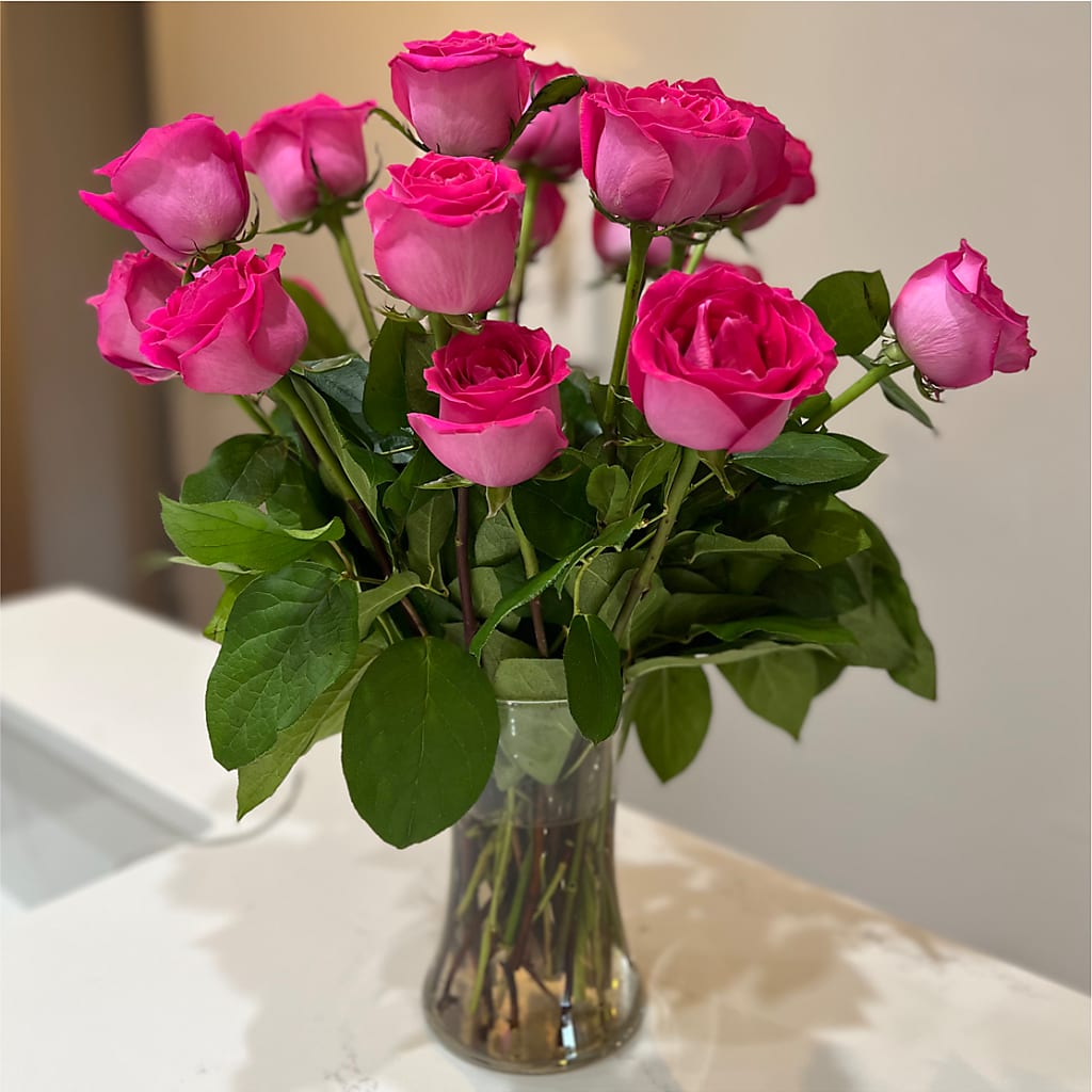Long Stem Pink Rose Bouquet –  Ko Caffee Llc Dba Verde Galerie, Stamford CT