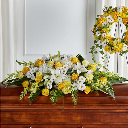 Golden Harmony Casket Spray –  Ko Caffee Llc Dba Verde Galerie, Stamford CT
