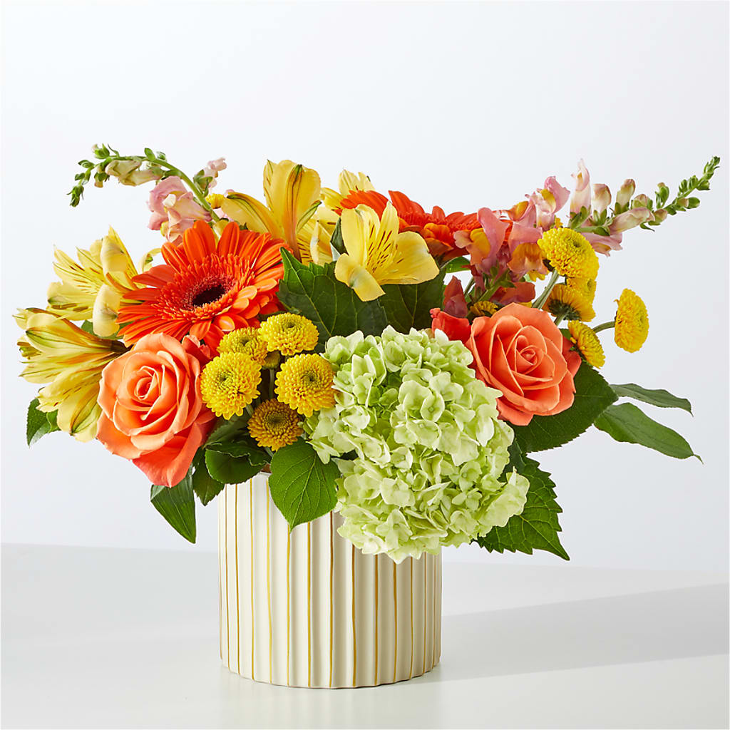 Autumn Sunshine Bouquet with Ivory Vase –  Ko Caffee Llc Dba Verde Galerie, Stamford CT