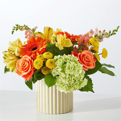 Autumn Sunshine Bouquet with Ivory Vase –  Ko Caffee Llc Dba Verde Galerie, Stamford CT