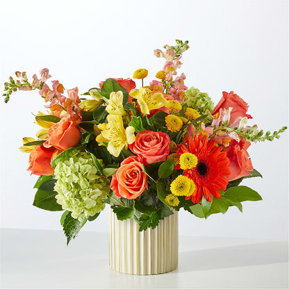 Autumn Sunshine Bouquet with Ivory Vase –  Ko Caffee Llc Dba Verde Galerie, Stamford CT