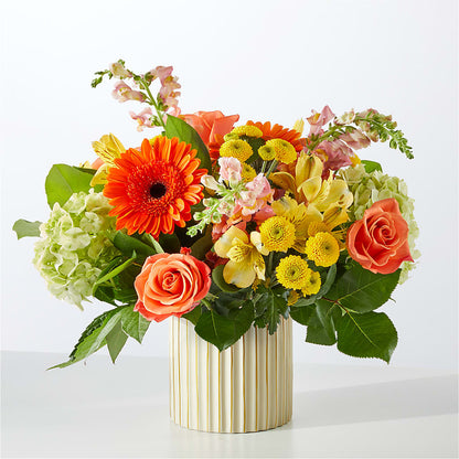 Autumn Sunshine Bouquet with Ivory Vase –  Ko Caffee Llc Dba Verde Galerie, Stamford CT