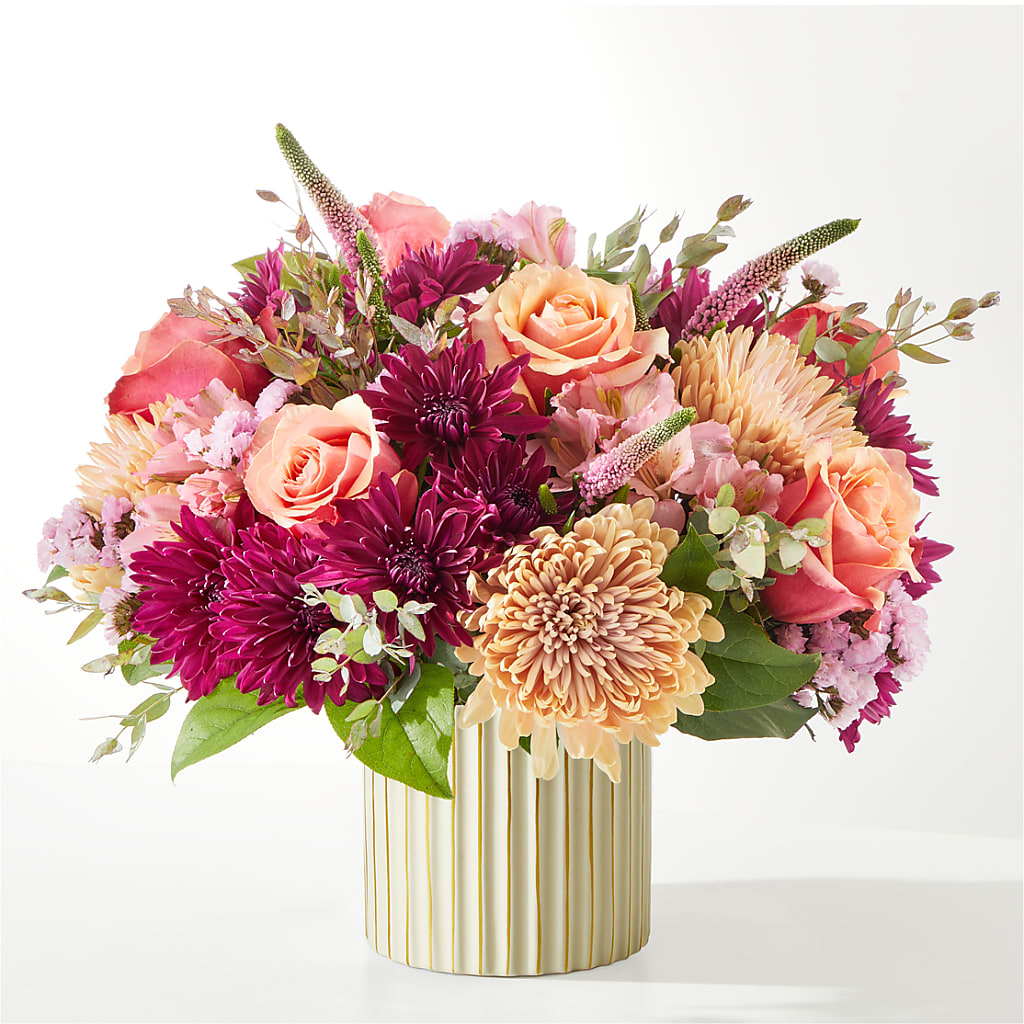 Berry Cobbler Bouquet with Ivory Vase –  Ko Caffee Llc Dba Verde Galerie, Stamford CT