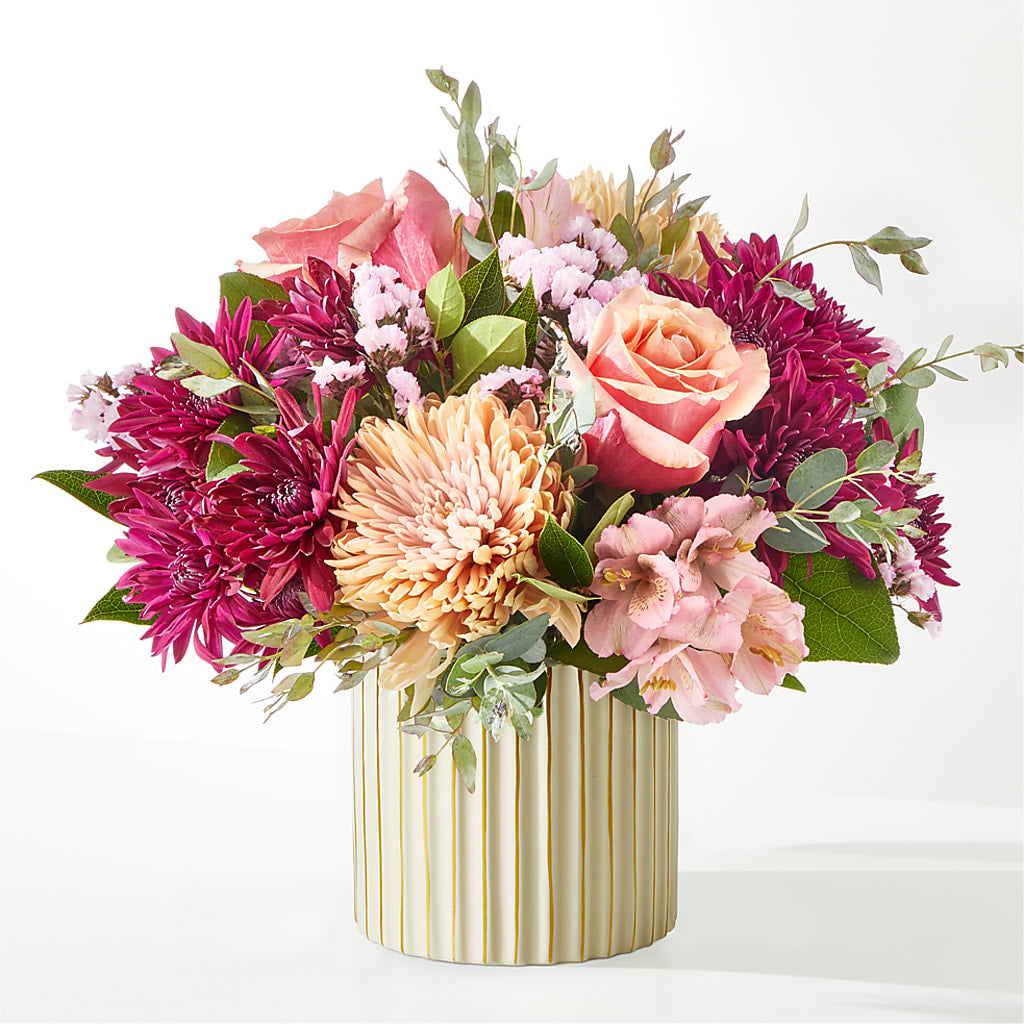 Berry Cobbler Bouquet with Ivory Vase –  Ko Caffee Llc Dba Verde Galerie, Stamford CT